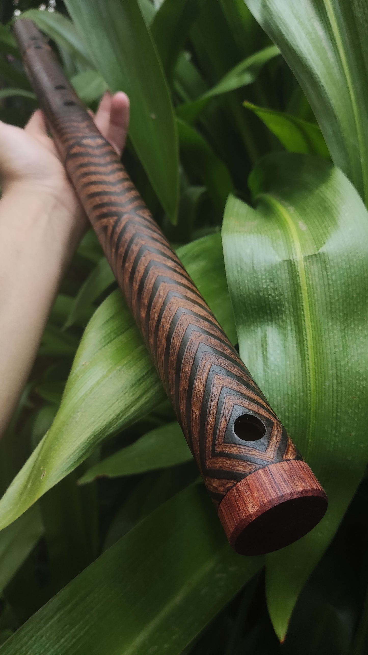 Deep Meditation Flute in low G#3 Akebono Ethnically Carved . Unique Handmade Bamboo Flute | Rui Gomes