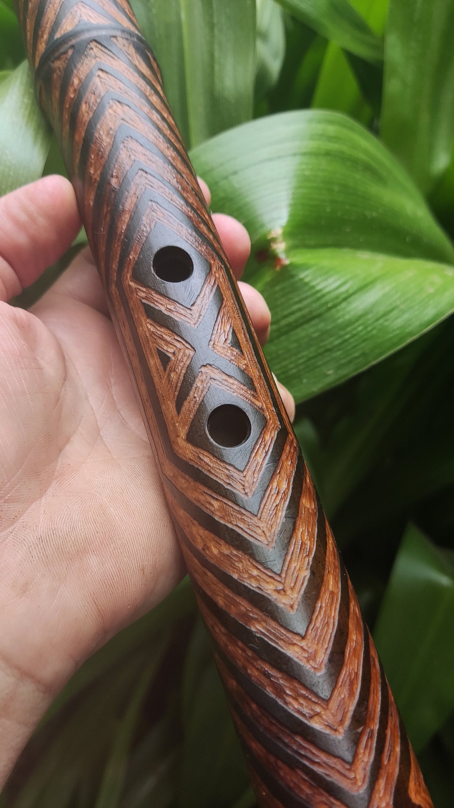 Deep Meditation Flute in low G#3 Akebono Ethnically Carved . Unique Handmade Bamboo Flute | Rui Gomes