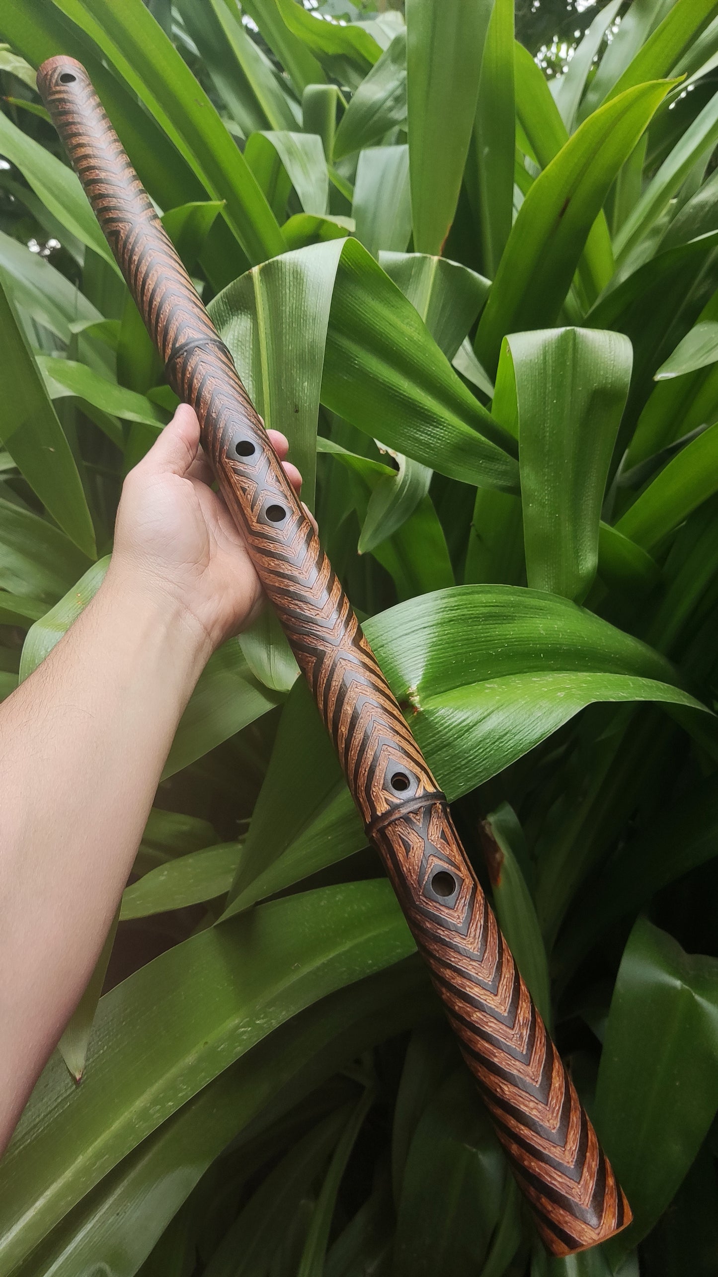 Deep Meditation Flute in low G#3 Akebono Ethnically Carved . Unique Handmade Bamboo Flute | Rui Gomes