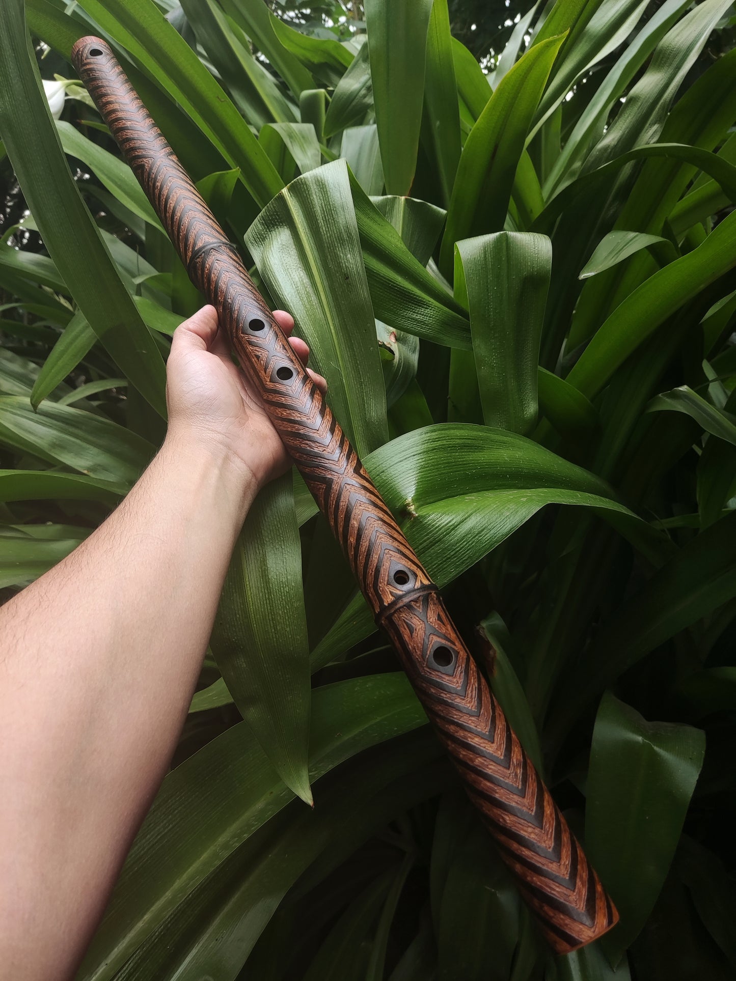 Deep Meditation Flute in low G#3 Akebono Ethnically Carved . Unique Handmade Bamboo Flute | Rui Gomes