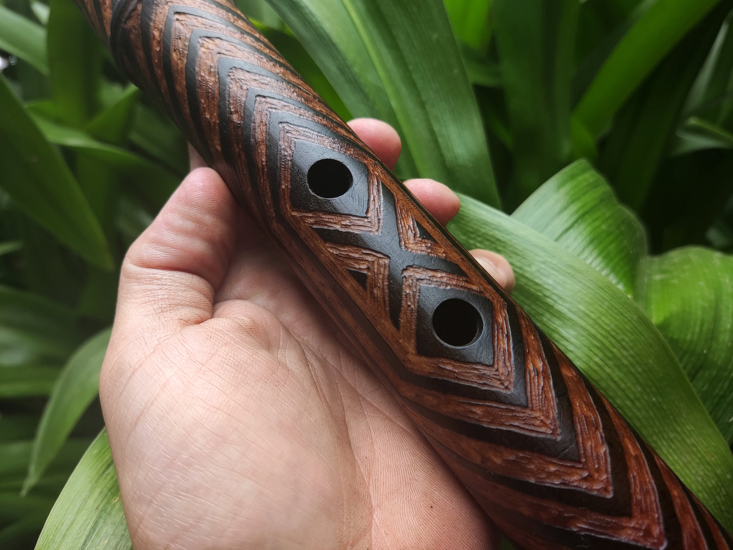 Deep Meditation Flute in low G#3 Akebono Ethnically Carved . Unique Handmade Bamboo Flute | Rui Gomes