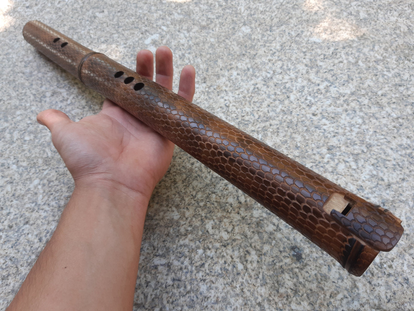 RESERVED for Brian: Dragon skin Kokin-Akebono fipple bamboo flute in the key of low D
