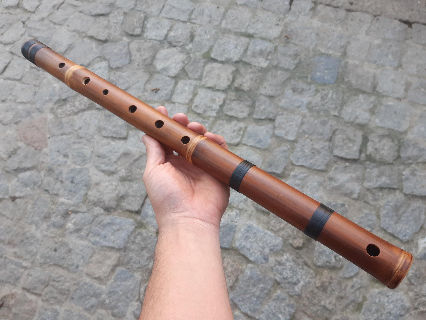 RESERVED for Dario: Bamboo Flute in the Key of D (Bansuri in G). Rustic Handcrafted major scale flute. Rich voice.