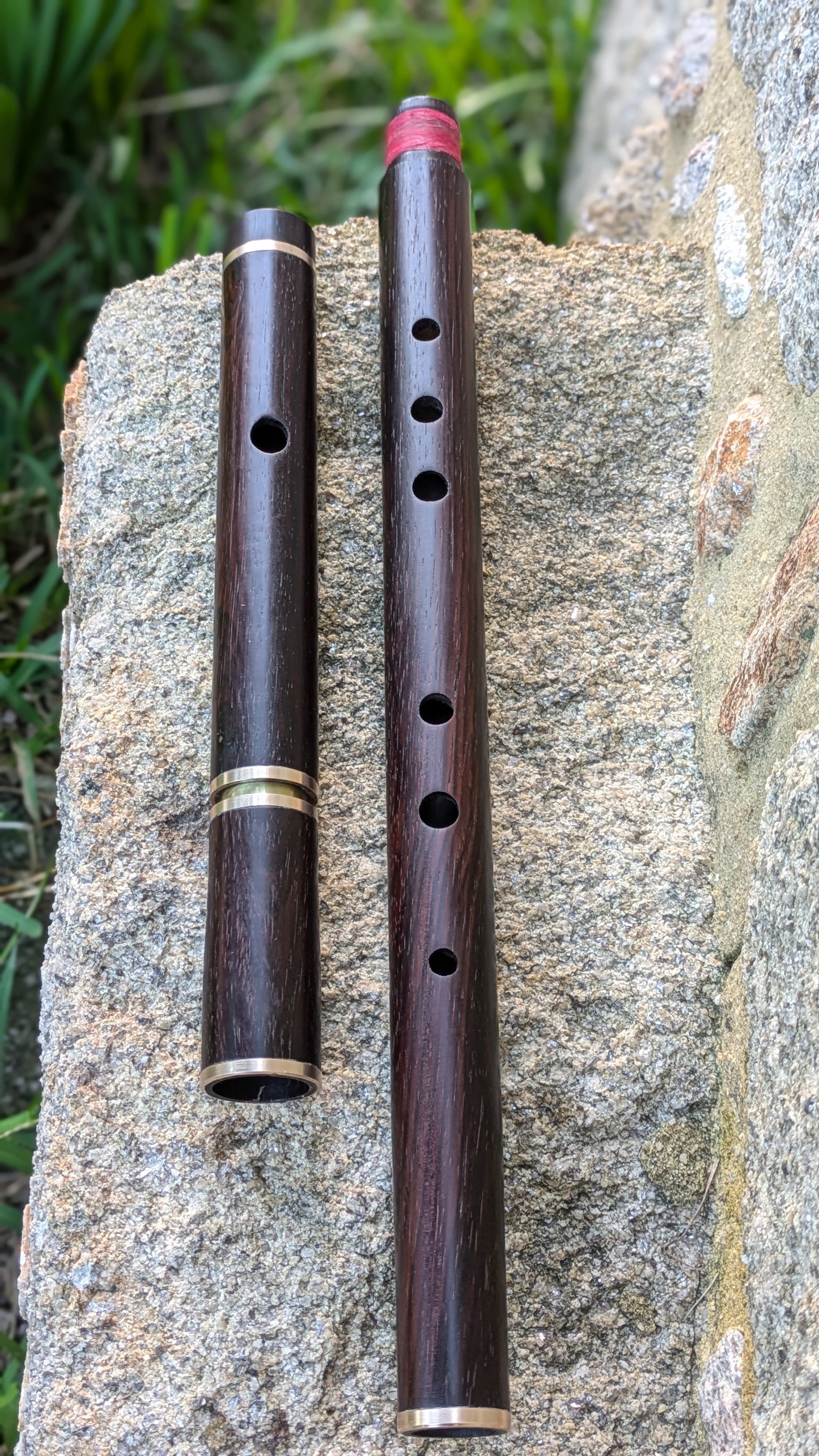 Low D Amazon Rosewood Flute with Bronze ferrules and tuning slide