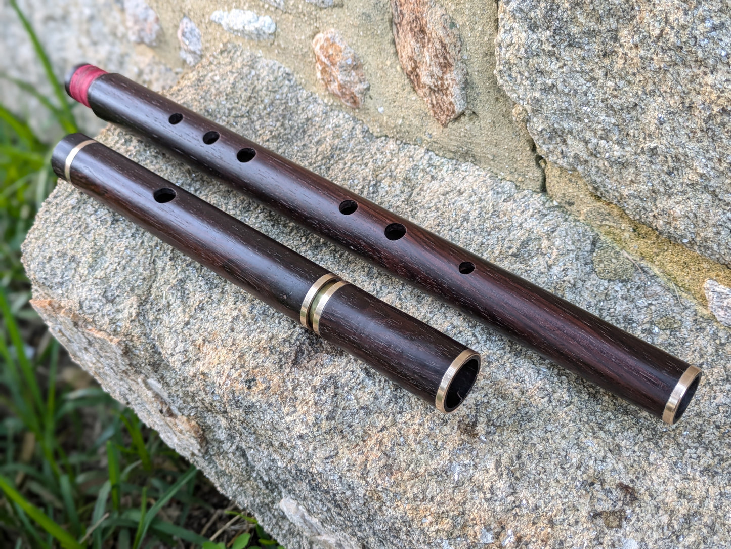 Low D Amazon Rosewood Flute with Bronze ferrules and tuning slide