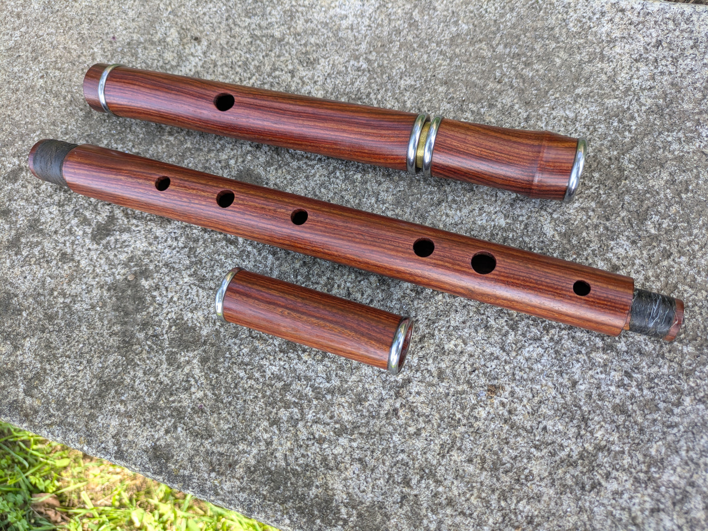 D Flute in Pau Rosa, with nickel silver rings and brass tuning slide