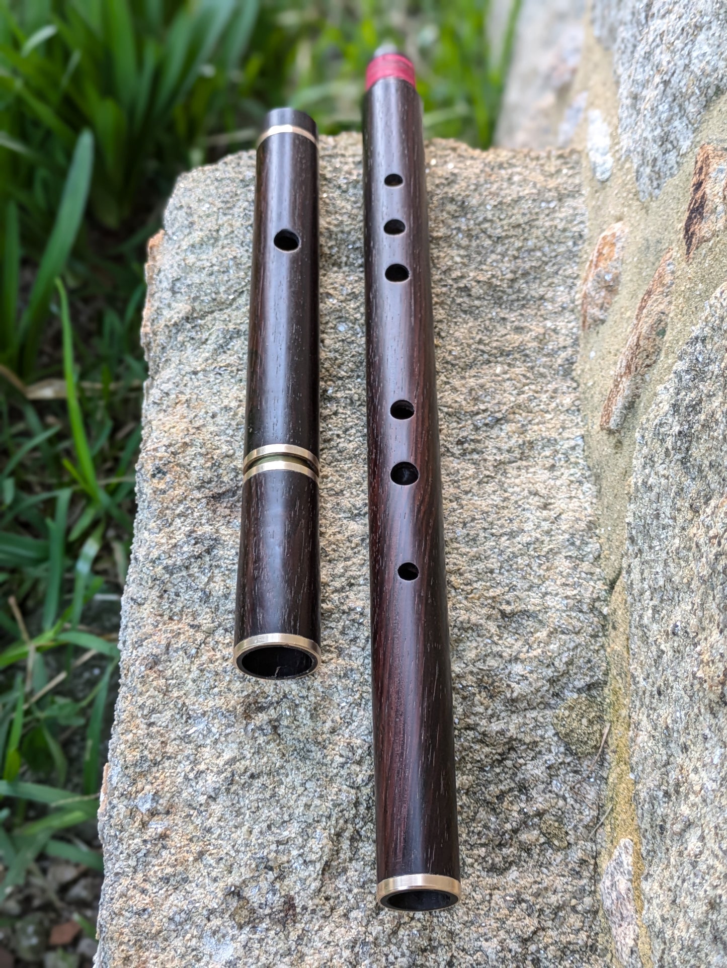 Low D Amazon Rosewood Flute with Bronze ferrules and tuning slide