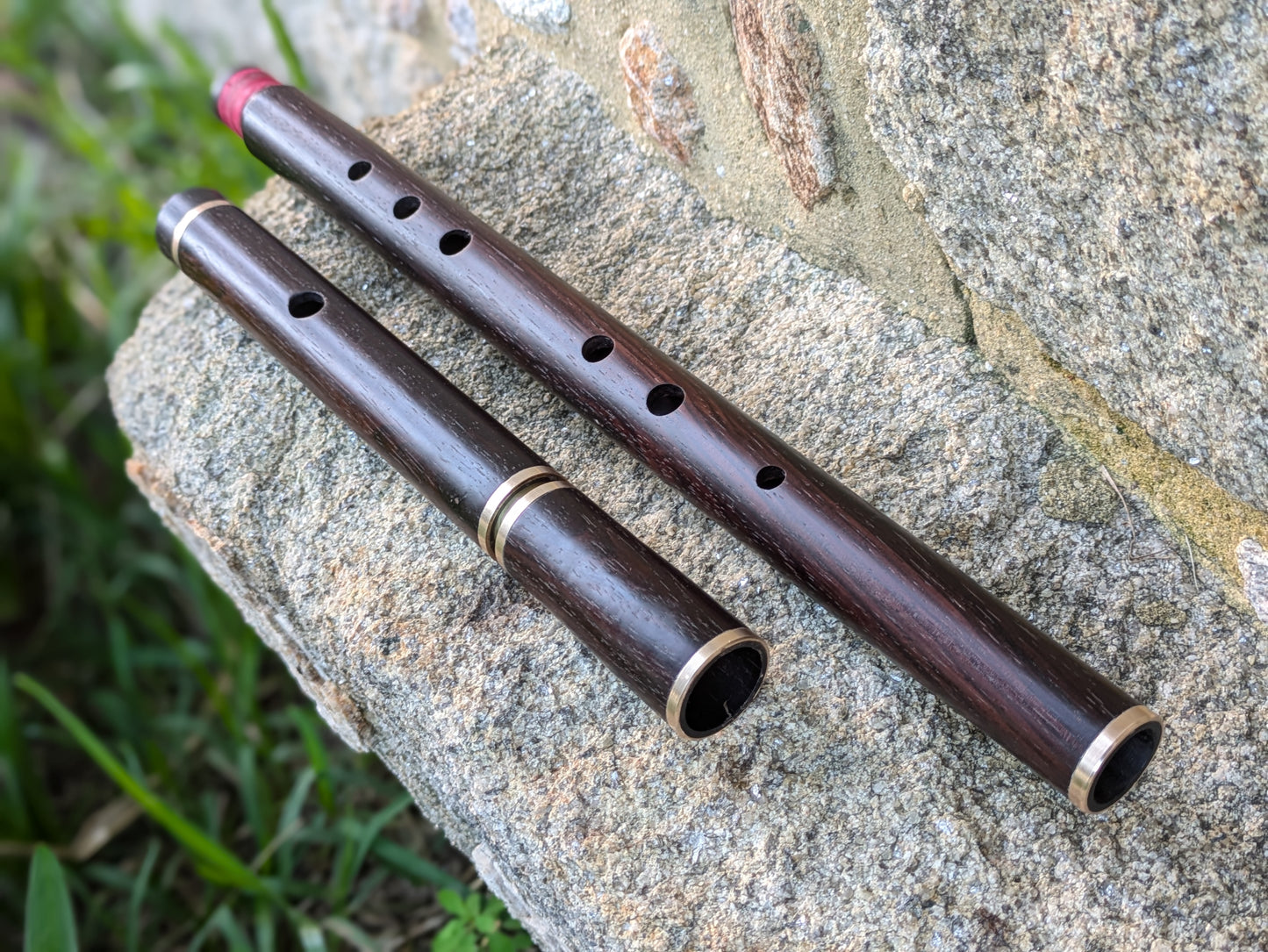 Low D Amazon Rosewood Flute with Bronze ferrules and tuning slide