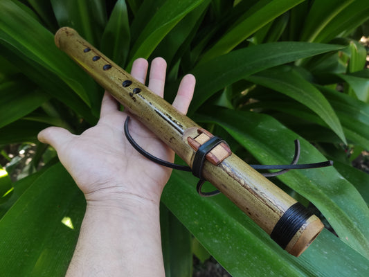Ethnic Native American and Oriental Style Bamboo Flute in the key of B. Rustic Native flute with an ethnic design | Rui Gomes