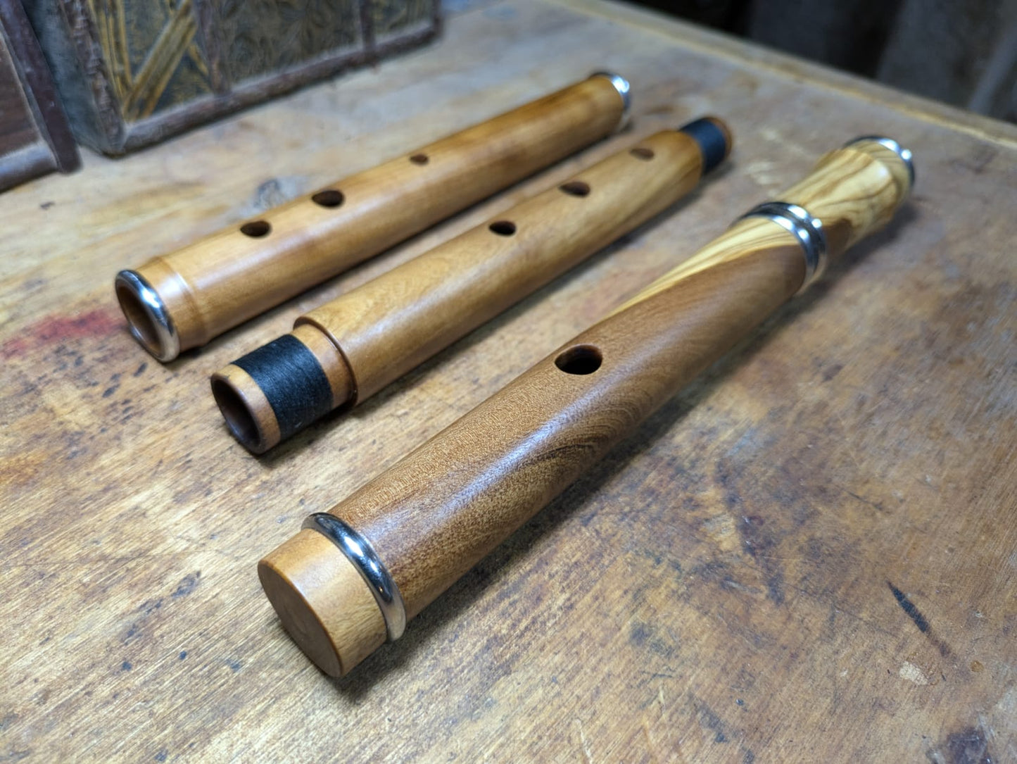 D Olivewood Flute with tuning slide & rings | Rui Gomes