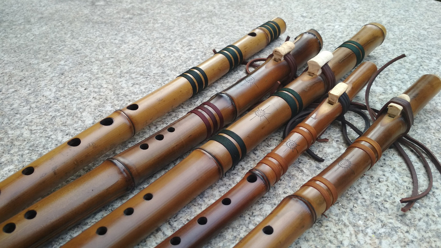 Meditative Native American and Oriental style Bass Kokin Akebono Bamboo flute. Ethnic exotic fusion flute. Deep relaxing meditation flute.