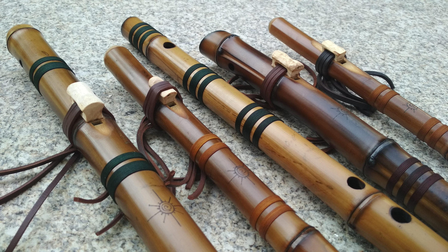 Meditative Native American and Oriental style Bass Kokin Akebono Bamboo flute. Ethnic exotic fusion flute. Deep relaxing meditation flute.