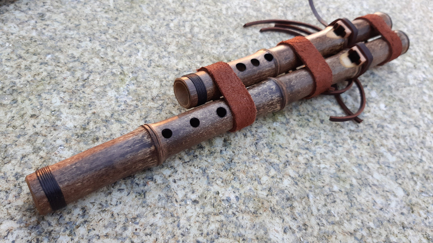 Small Native American Style Harmony Drone Bamboo Flute in the key of D/A . Drone Flute. Rustic Flute. Culture fusion flute