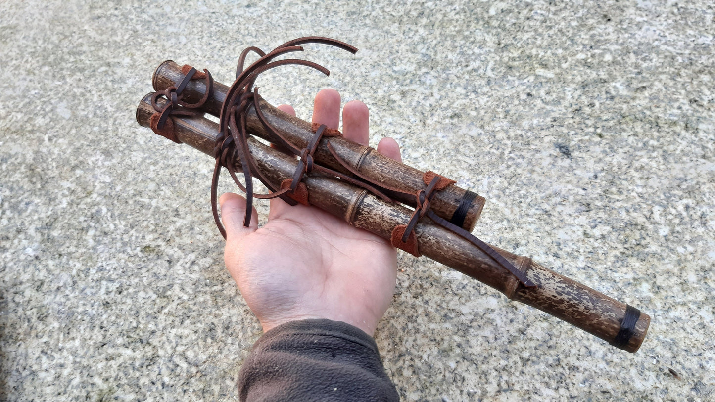 Small Native American Style Harmony Drone Bamboo Flute in the key of D/A . Drone Flute. Rustic Flute. Culture fusion flute