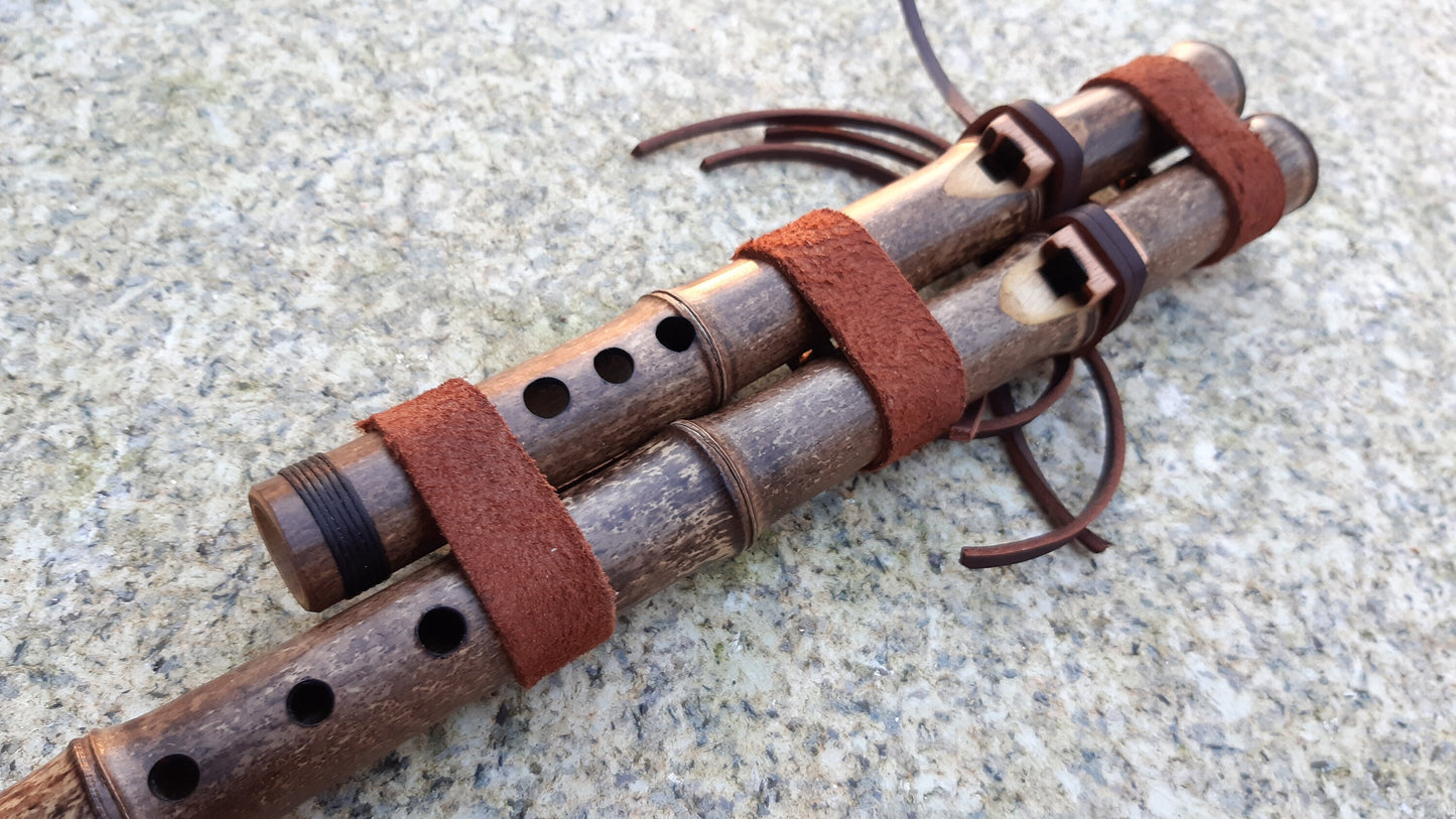 Small Native American Style Harmony Drone Bamboo Flute in the key of D/A . Drone Flute. Rustic Flute. Culture fusion flute