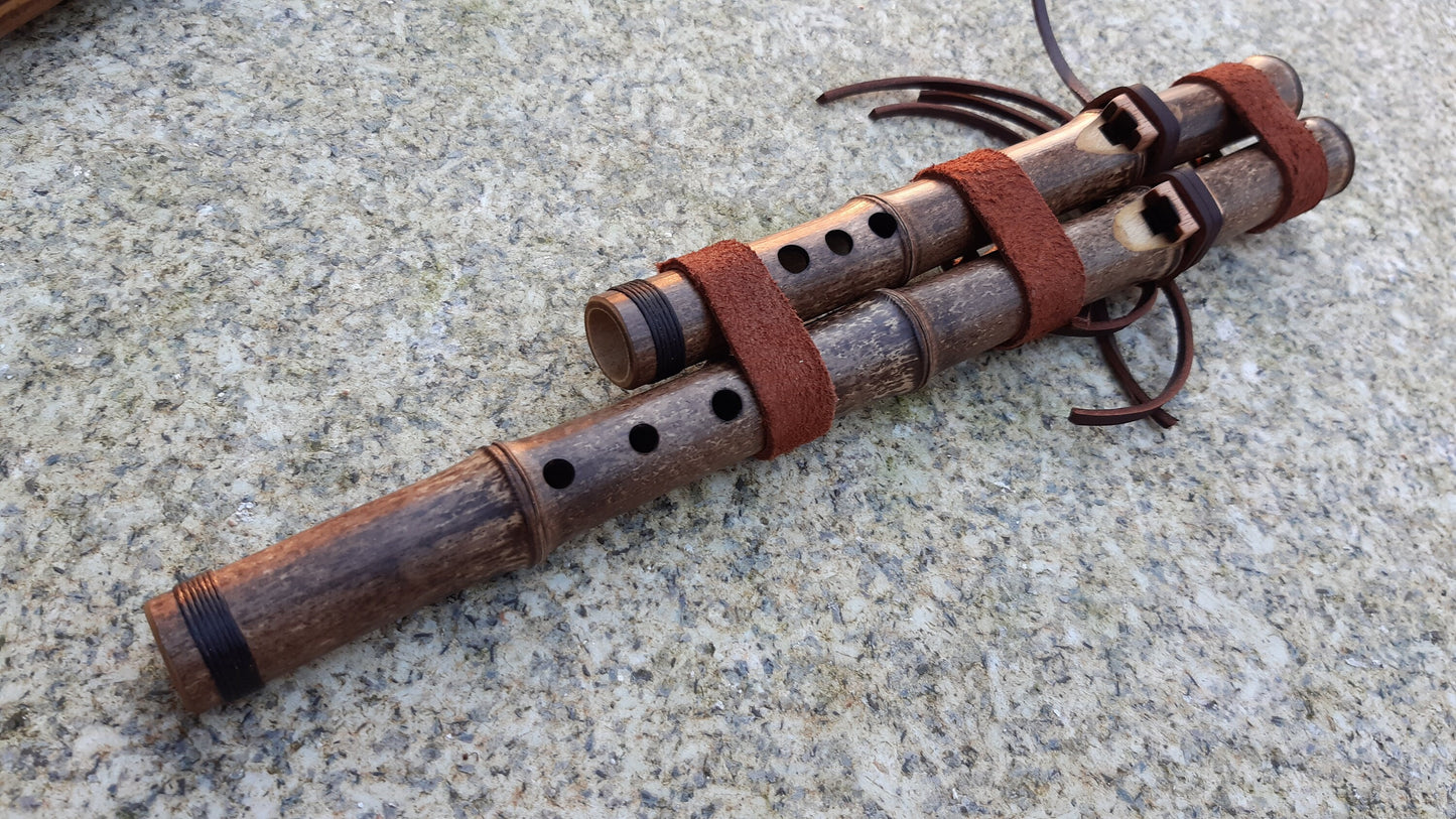 Small Native American Style Harmony Drone Bamboo Flute in the key of D/A . Drone Flute. Rustic Flute. Culture fusion flute