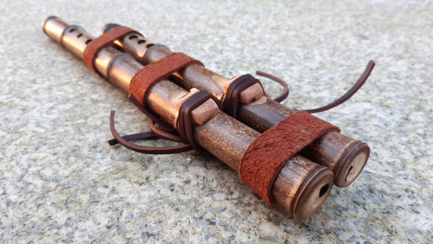 Small Native American Style Harmony Drone Bamboo Flute in the key of D/A . Drone Flute. Rustic Flute. Culture fusion flute