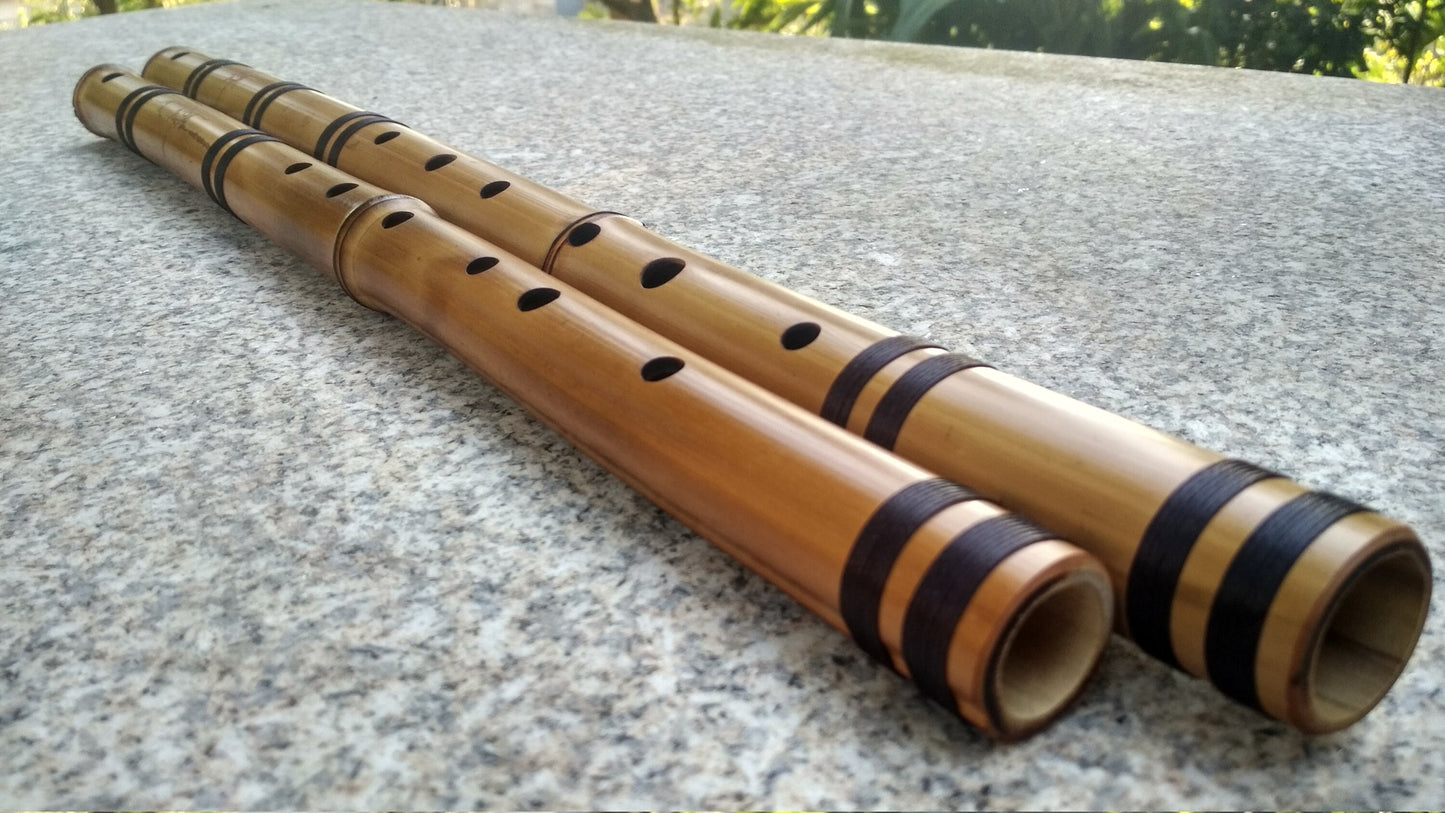 RESERVED for Uta: Bamboo Flutes in the key of Low C and Low D. Meditative Oriental Zen Buddhist Flute. Raga flute