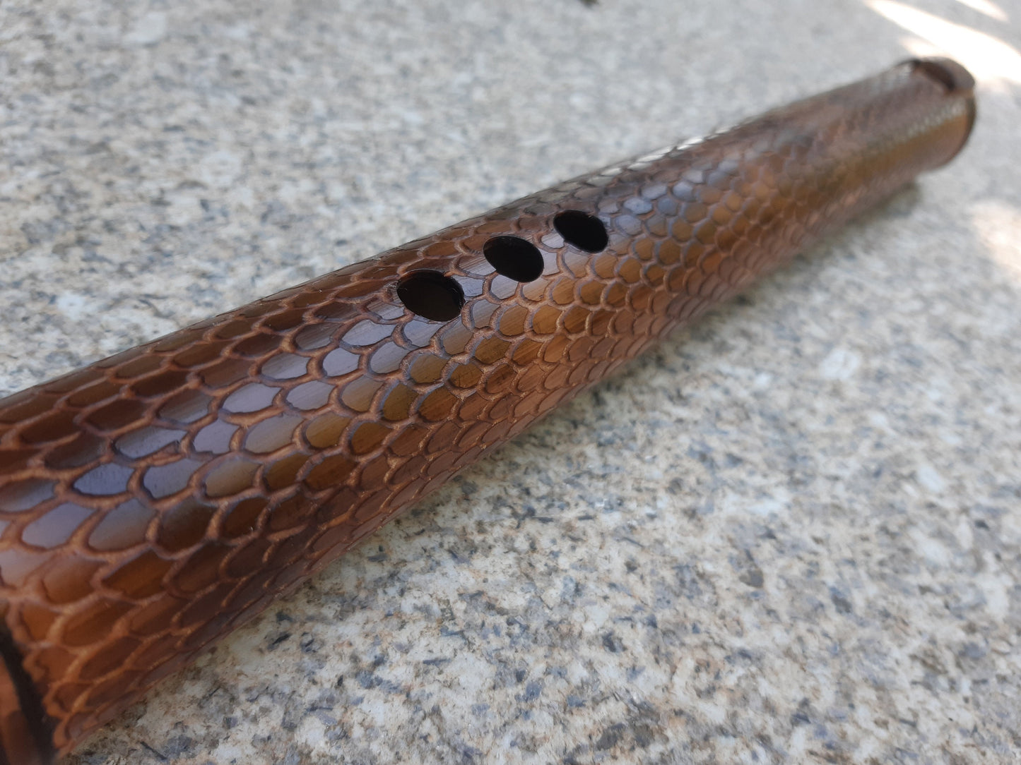 RESERVED for Brian: Dragon skin Kokin-Akebono fipple bamboo flute in the key of low D
