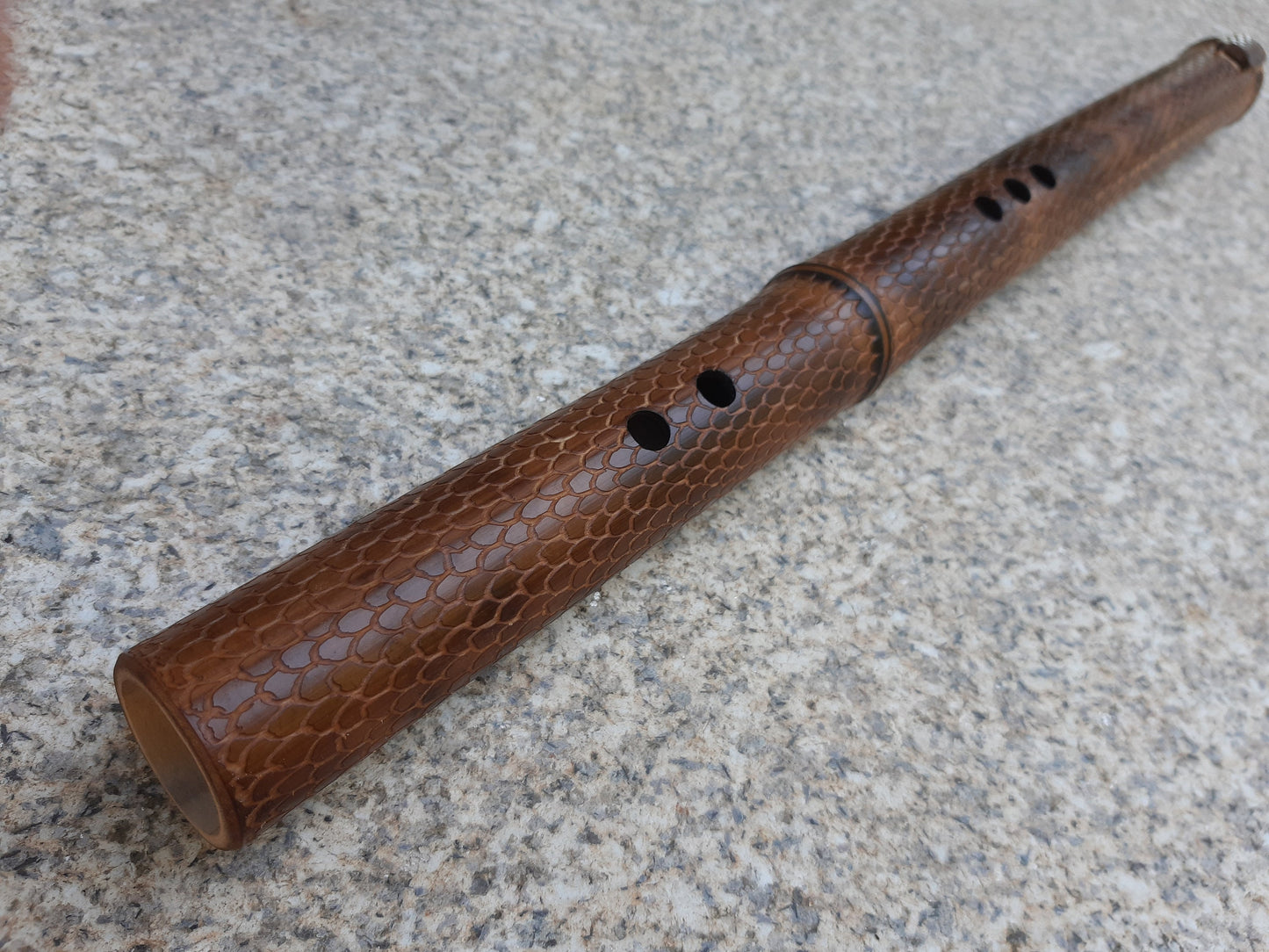 RESERVED for Brian: Dragon skin Kokin-Akebono fipple bamboo flute in the key of low D