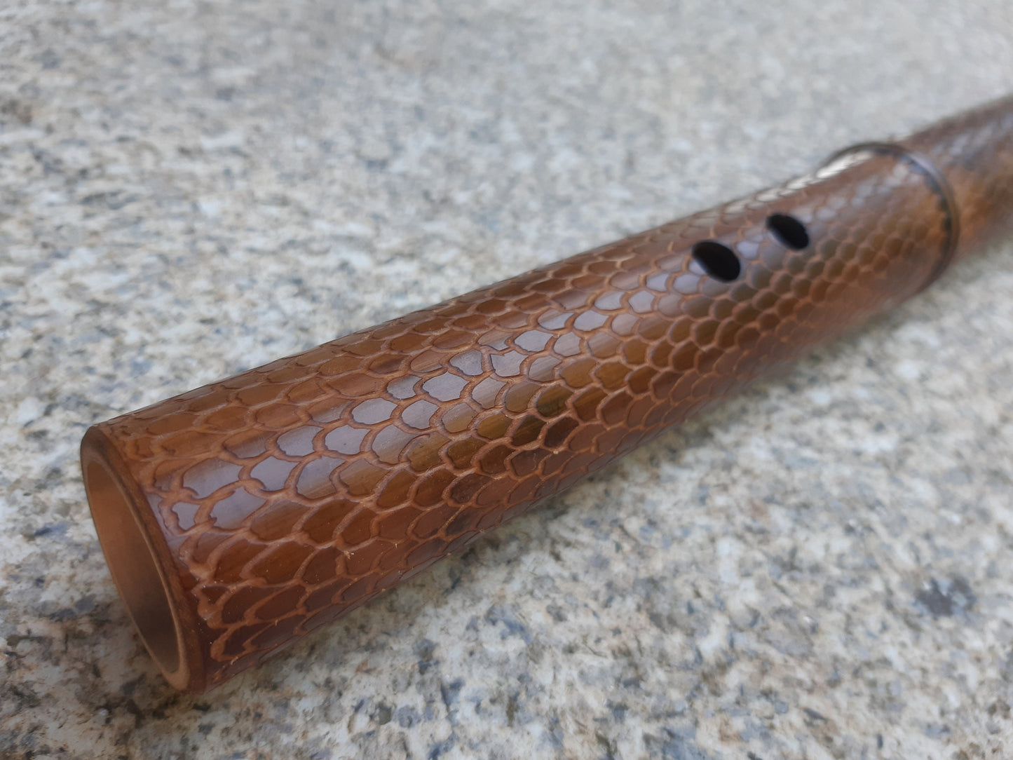 RESERVED for Brian: Dragon skin Kokin-Akebono fipple bamboo flute in the key of low D