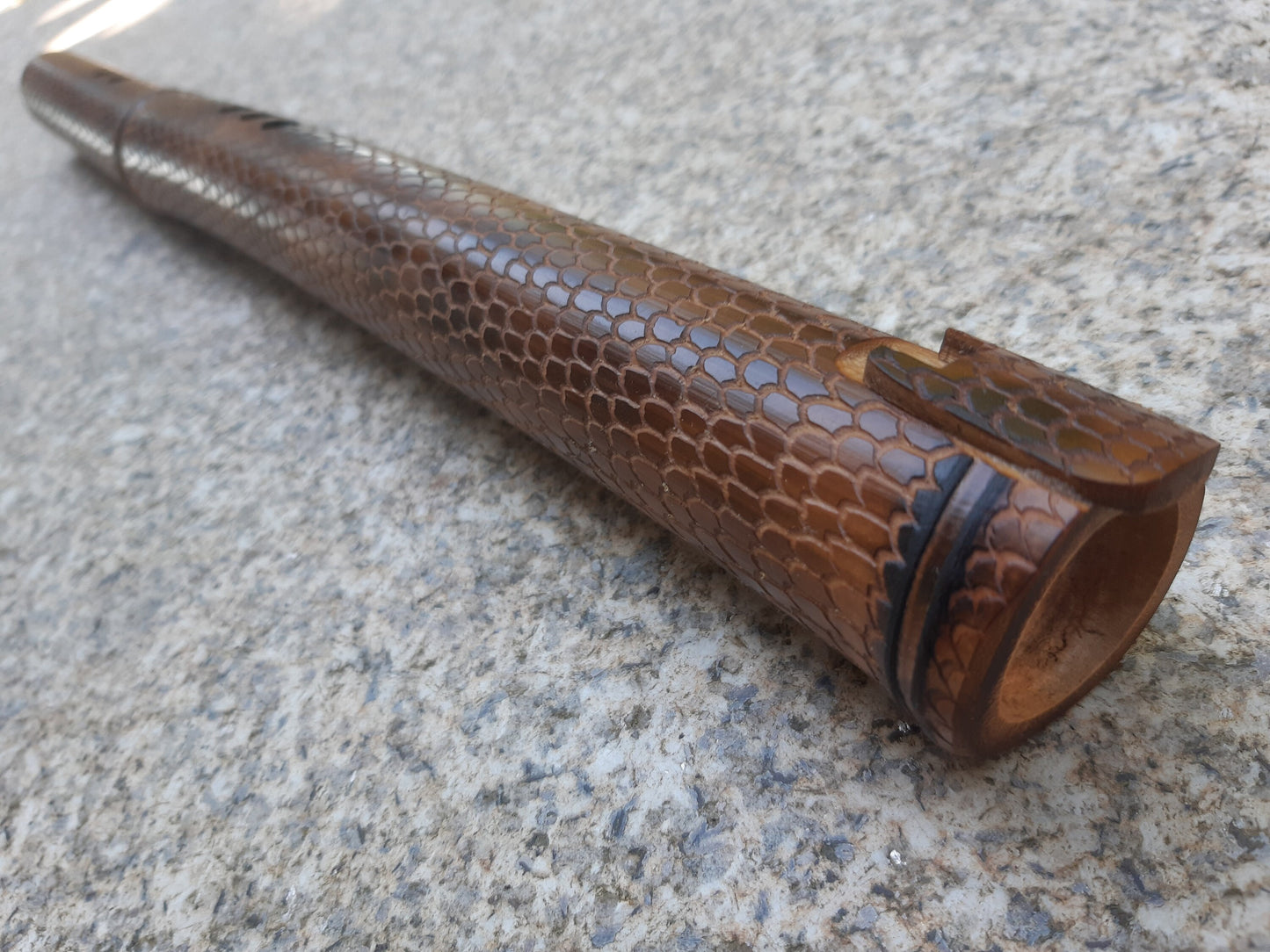 RESERVED for Brian: Dragon skin Kokin-Akebono fipple bamboo flute in the key of low D