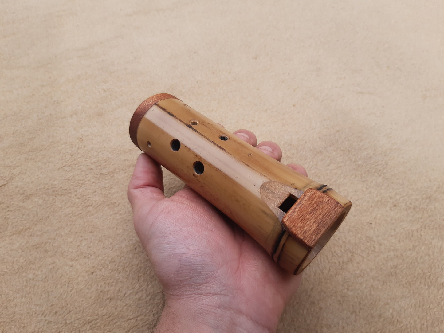 Native American Style Bamboo Ocarina in the key of  F#, A = 432 Hz. Ethnic vessel flute in F# minor pentatonic scale.