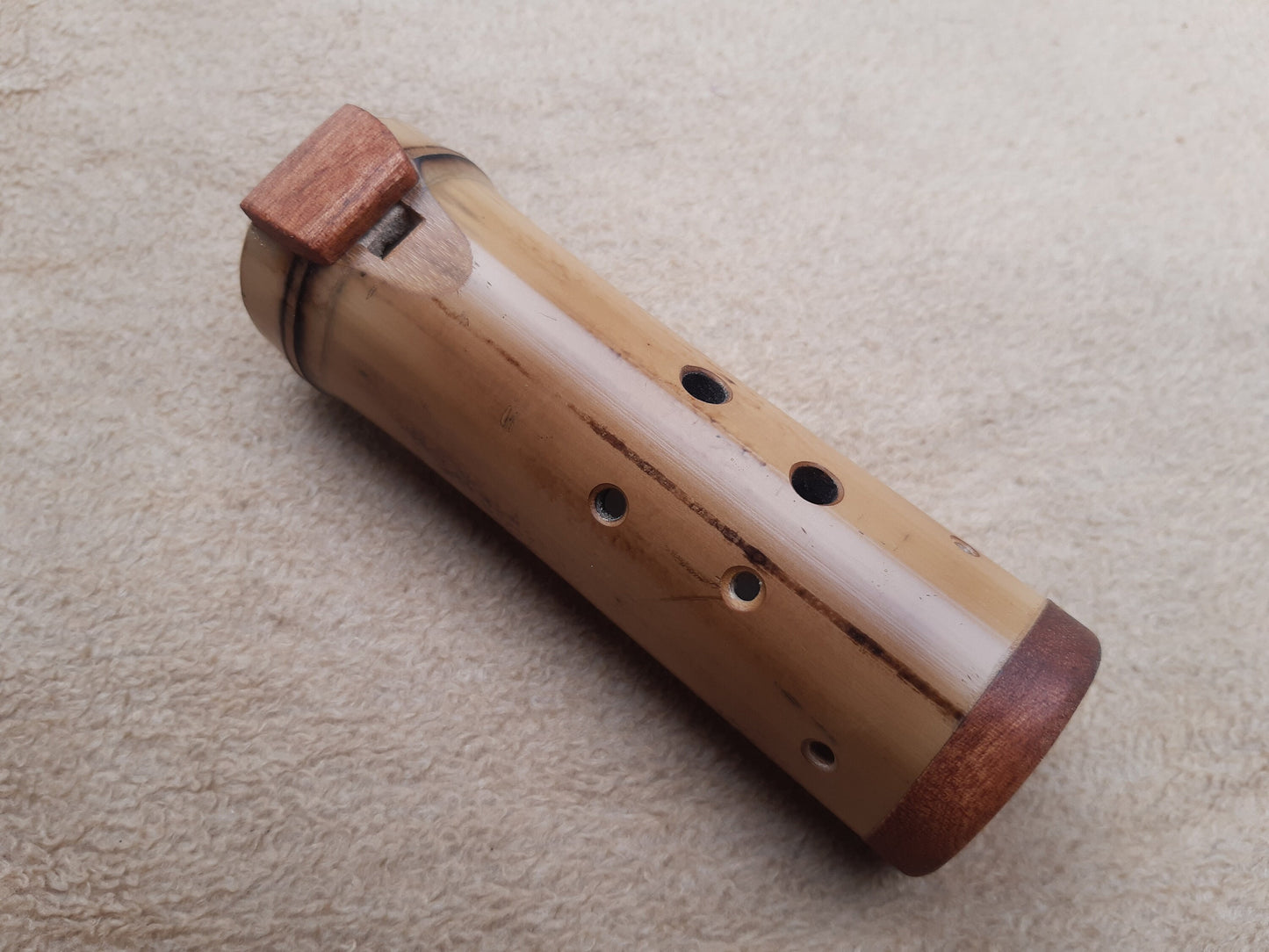 Native American Style Bamboo Ocarina in the key of  F#, A = 432 Hz. Ethnic vessel flute in F# minor pentatonic scale.