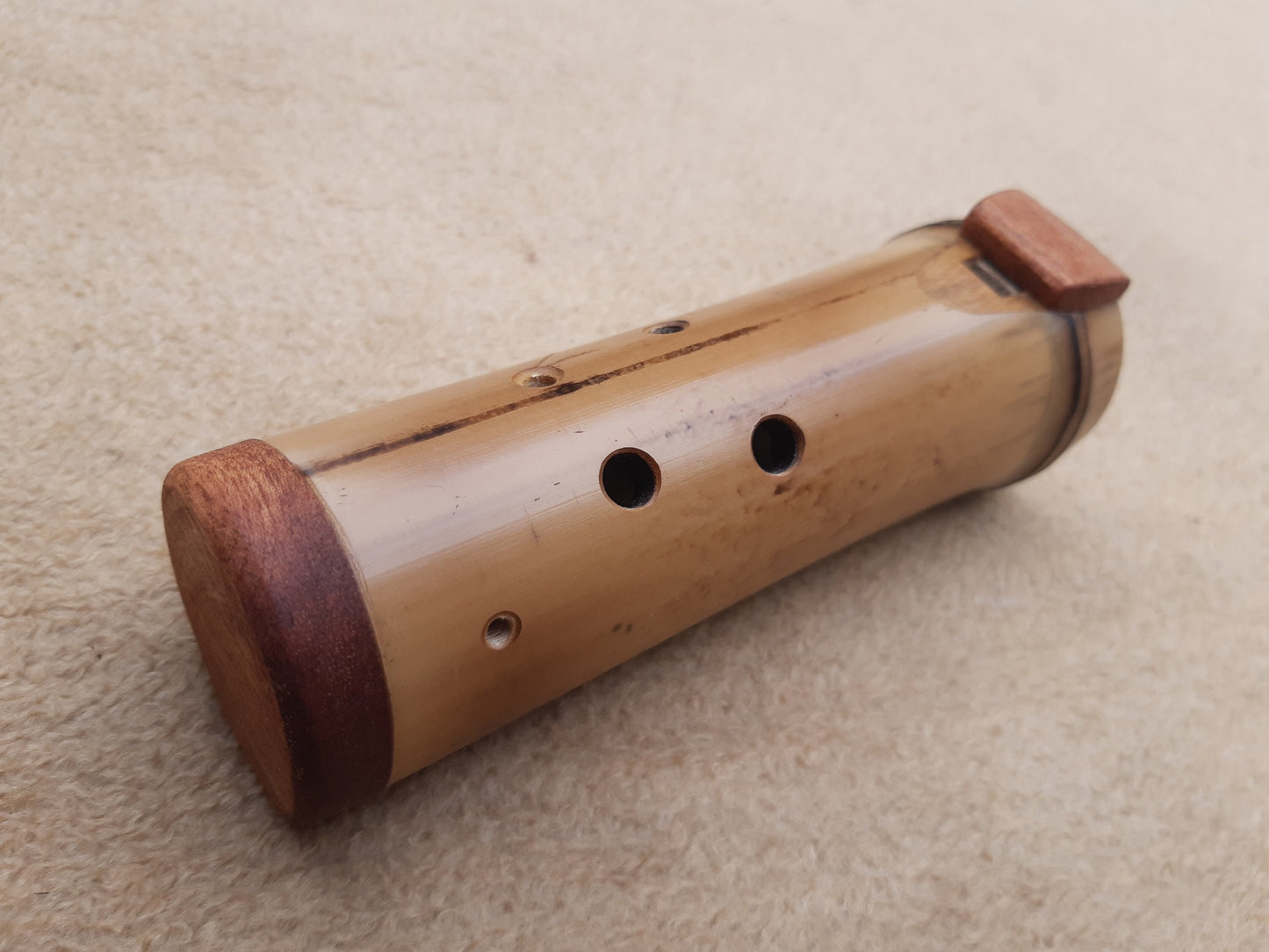 Native American Style Bamboo Ocarina in the key of  F#, A = 432 Hz. Ethnic vessel flute in F# minor pentatonic scale.