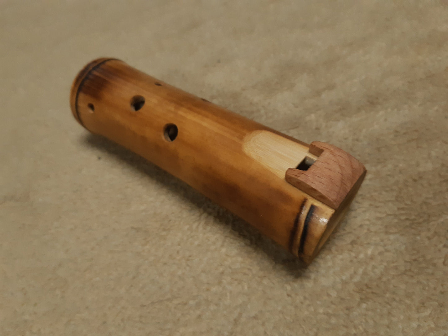Bamboo Ocarina in the key of A = 440 Hz. Native American Style ocarina. Small vessel flute. Ethnic ocarina with rustic design.