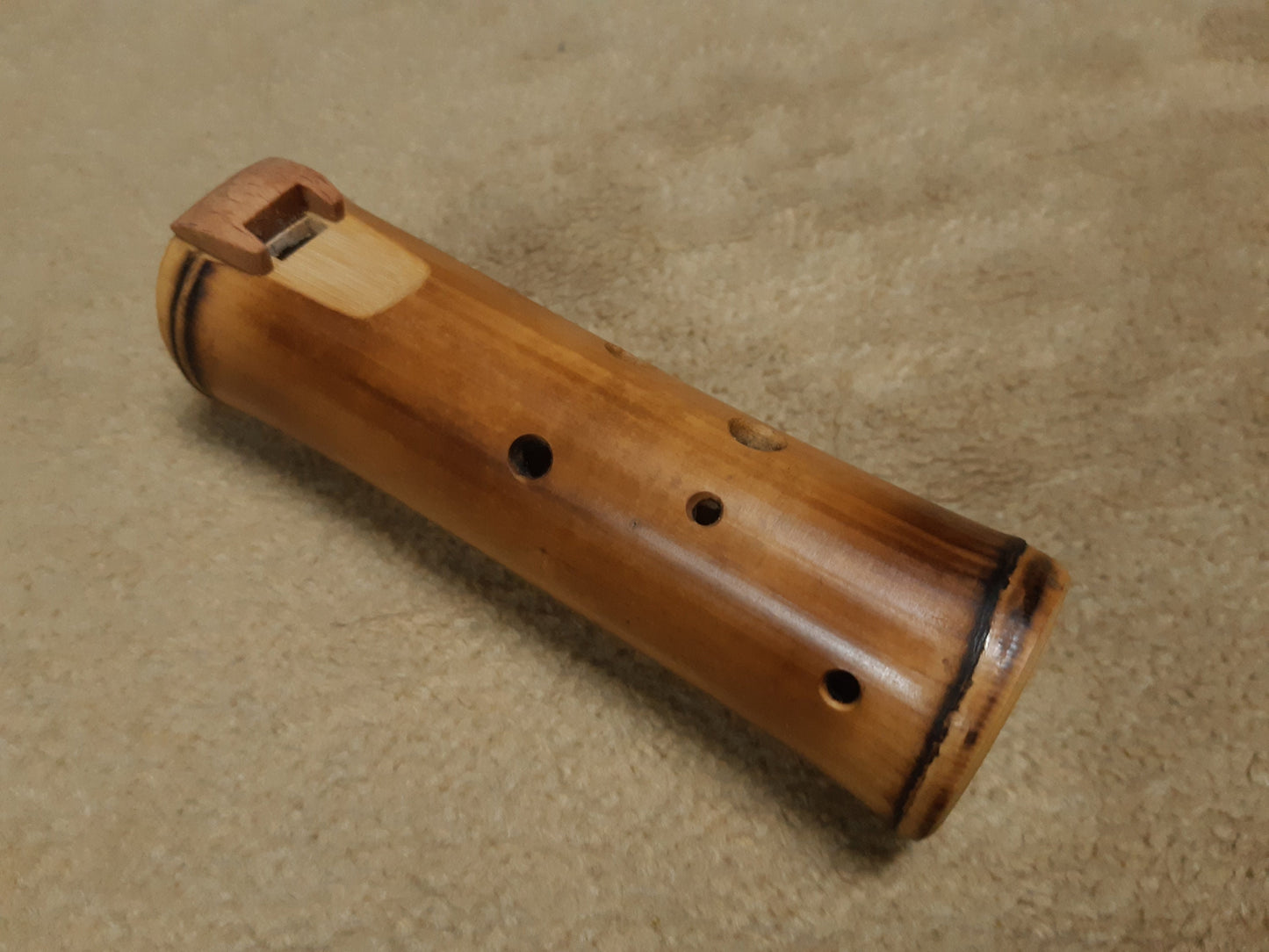 Bamboo Ocarina in the key of A = 440 Hz. Native American Style ocarina. Small vessel flute. Ethnic ocarina with rustic design.