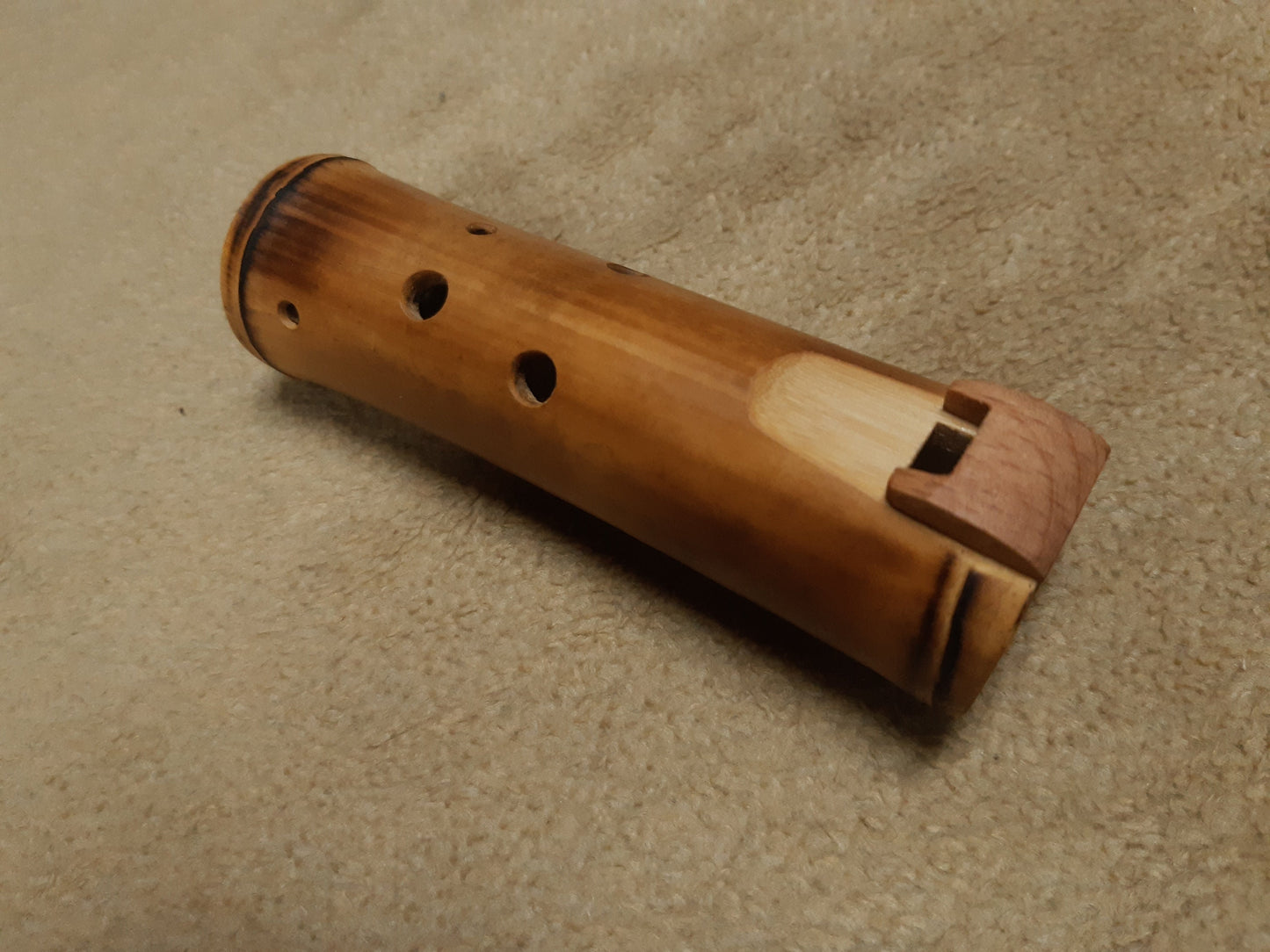 Bamboo Ocarina in the key of A = 440 Hz. Native American Style ocarina. Small vessel flute. Ethnic ocarina with rustic design.