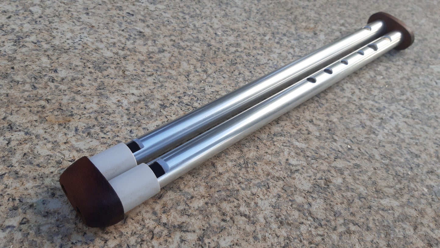 RESERVED for Syn: Drone whistle in high C / D. Soprano Aluminium Penny Whistle in C with a drone in D. Mahogany mouthpiece.