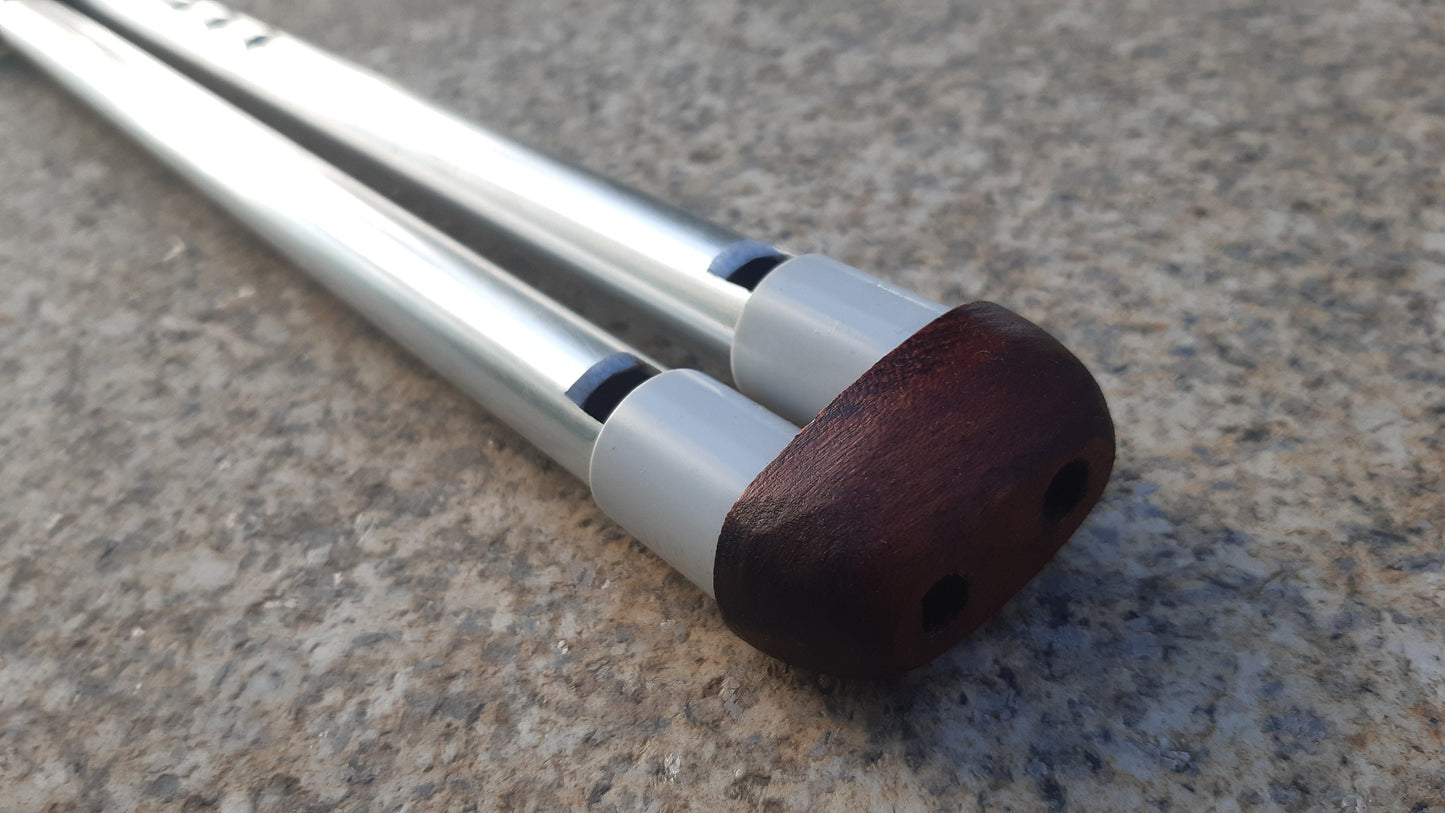 RESERVED for Syn: Drone whistle in high C / D. Soprano Aluminium Penny Whistle in C with a drone in D. Mahogany mouthpiece.