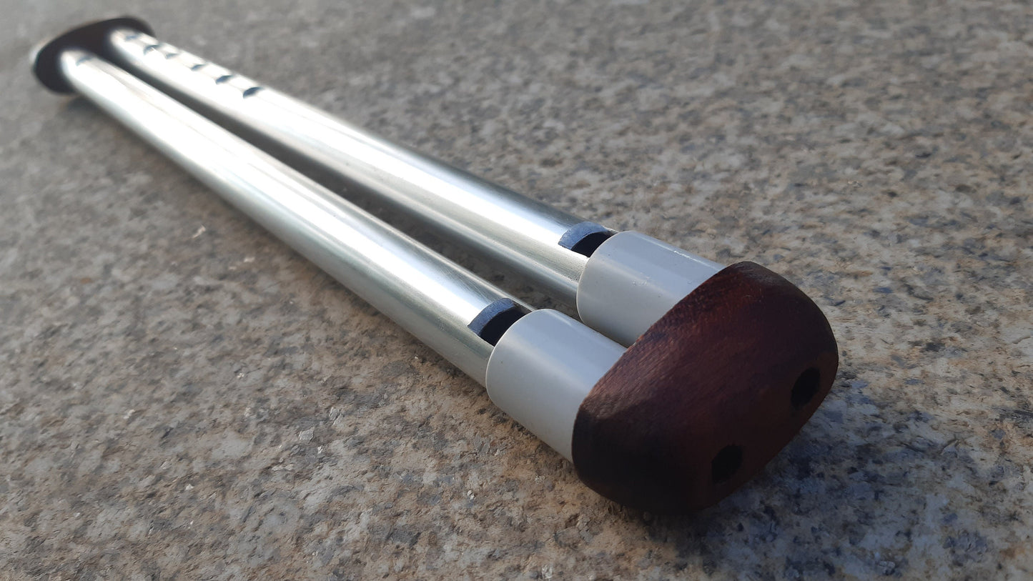 RESERVED for Syn: Drone whistle in high C / D. Soprano Aluminium Penny Whistle in C with a drone in D. Mahogany mouthpiece.