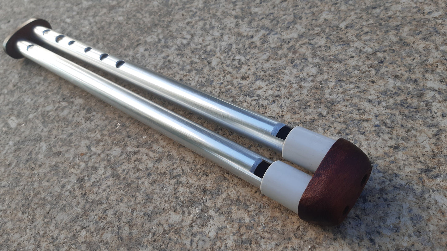 RESERVED for Syn: Drone whistle in high C / D. Soprano Aluminium Penny Whistle in C with a drone in D. Mahogany mouthpiece.