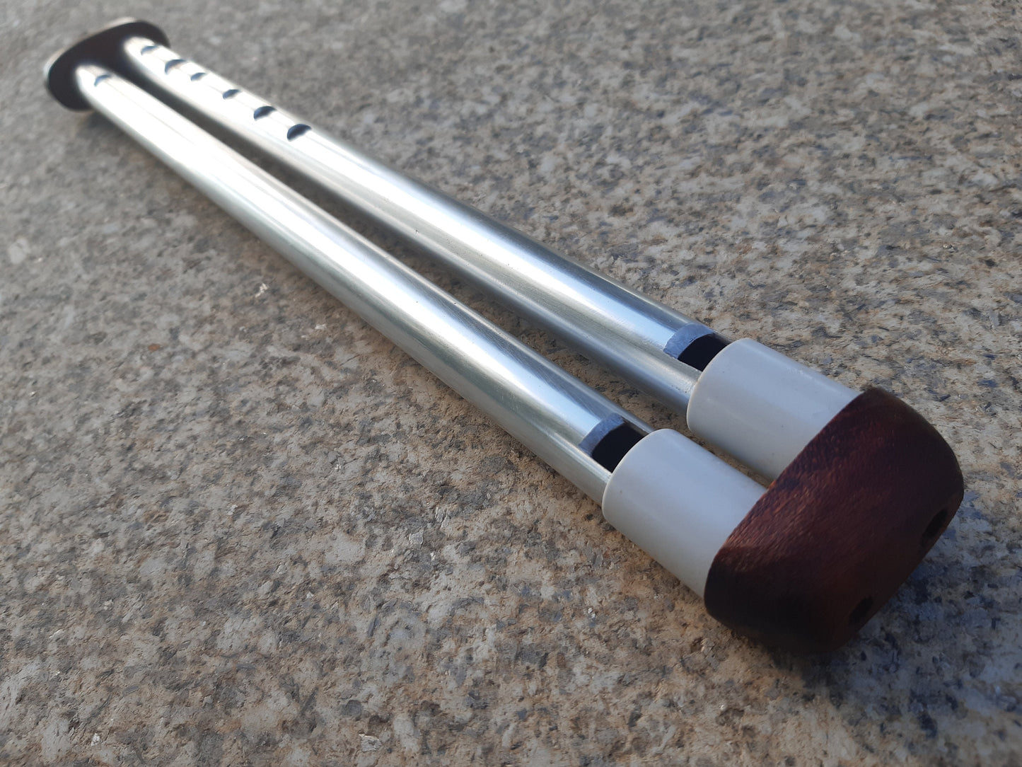 RESERVED for Syn: Drone whistle in high C / D. Soprano Aluminium Penny Whistle in C with a drone in D. Mahogany mouthpiece.