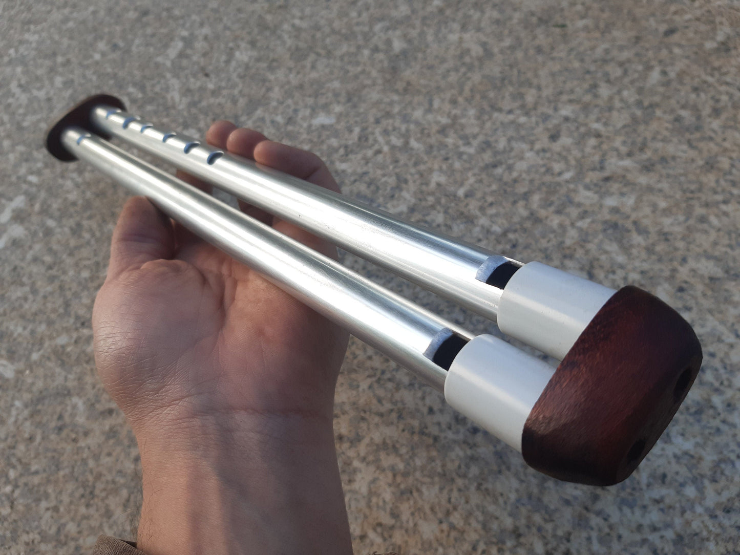 RESERVED for Syn: Drone whistle in high C / D. Soprano Aluminium Penny Whistle in C with a drone in D. Mahogany mouthpiece.