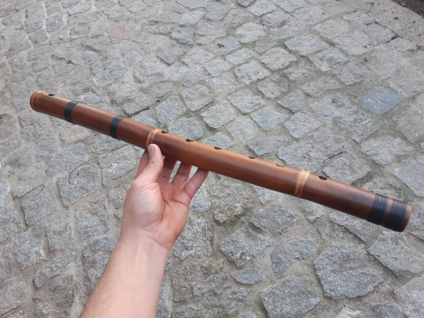 RESERVED for Dario: Bamboo Flute in the Key of D (Bansuri in G). Rustic Handcrafted major scale flute. Rich voice.