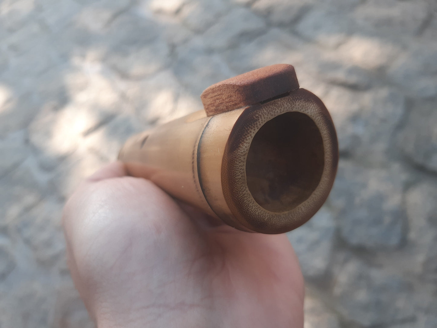 Native American Style Bamboo Ocarina in the key of G, A = 440 Hz. Ethnic vessel flute in G minor pentatonic scale.