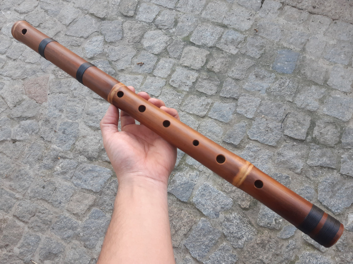 RESERVED for Dario: Bamboo Flute in the Key of D (Bansuri in G). Rustic Handcrafted major scale flute. Rich voice.