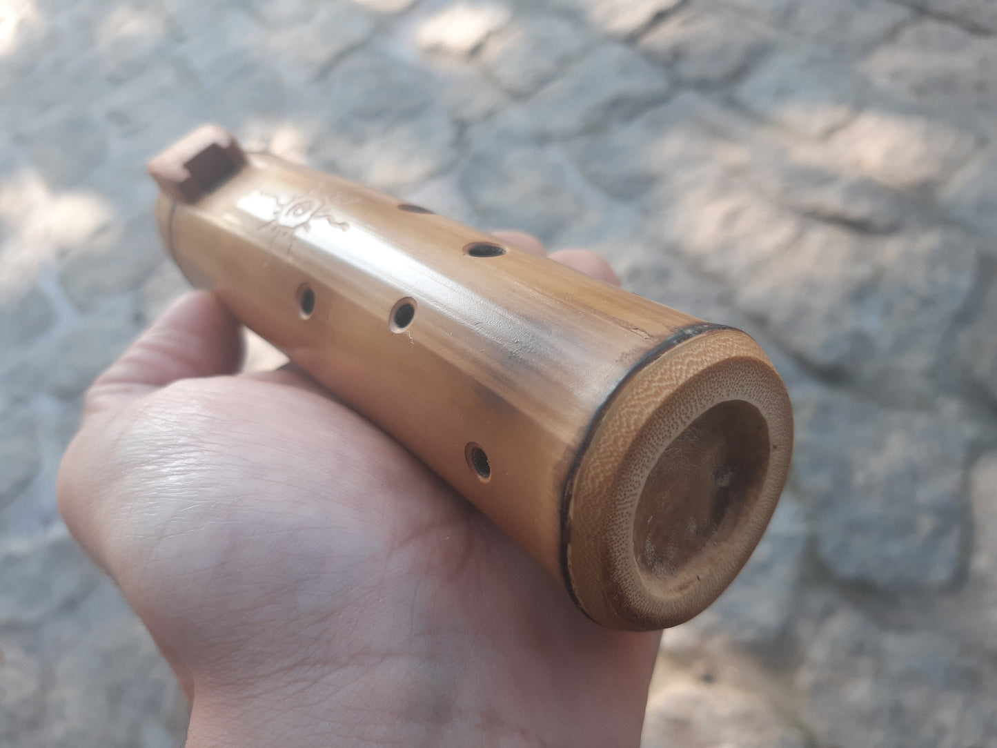 Native American Style Bamboo Ocarina in the key of G, A = 440 Hz. Ethnic vessel flute in G minor pentatonic scale.