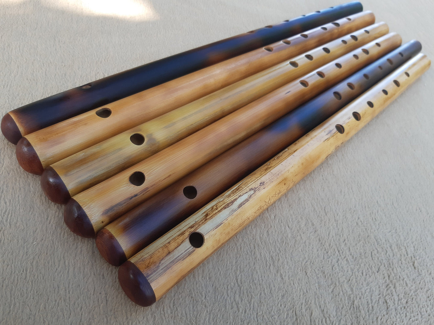 E Major Flute. Bamboo Transverse flute tuned in E major. Concert tuned. A = 440 Hz. Bansuri. Dark color