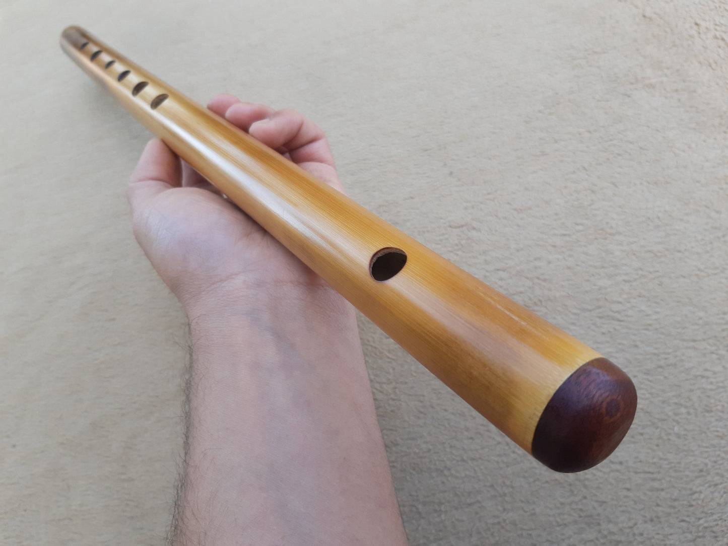 G Major Transverse Bamboo flute tuned to G major scale, Concert tuned at A440 Hz. Western equivalent of the Indian Bansuri, in light color