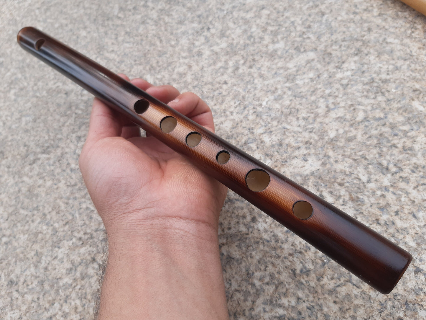 C Major Flute. Bamboo Transverse flute tuned in C major. Soprano C. Concert tuned. A = 440 Hz. Bansuri. Fife in C. Dark color