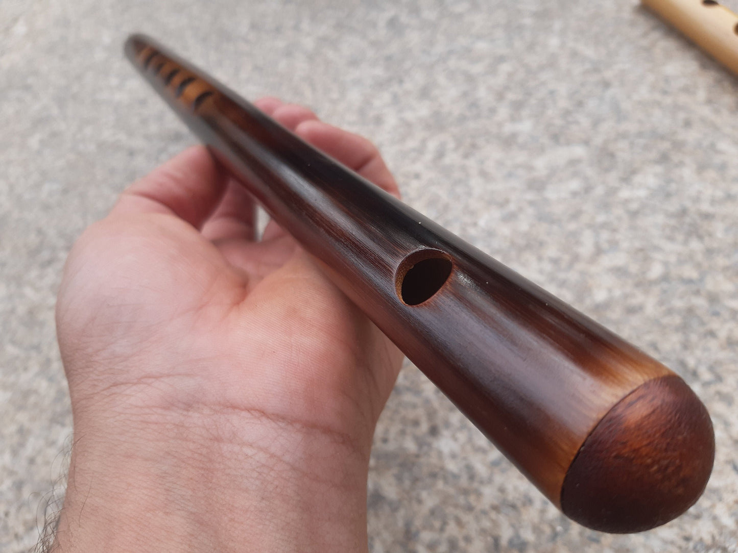 C Major Flute. Bamboo Transverse flute tuned in C major. Soprano C. Concert tuned. A = 440 Hz. Bansuri. Fife in C. Dark color
