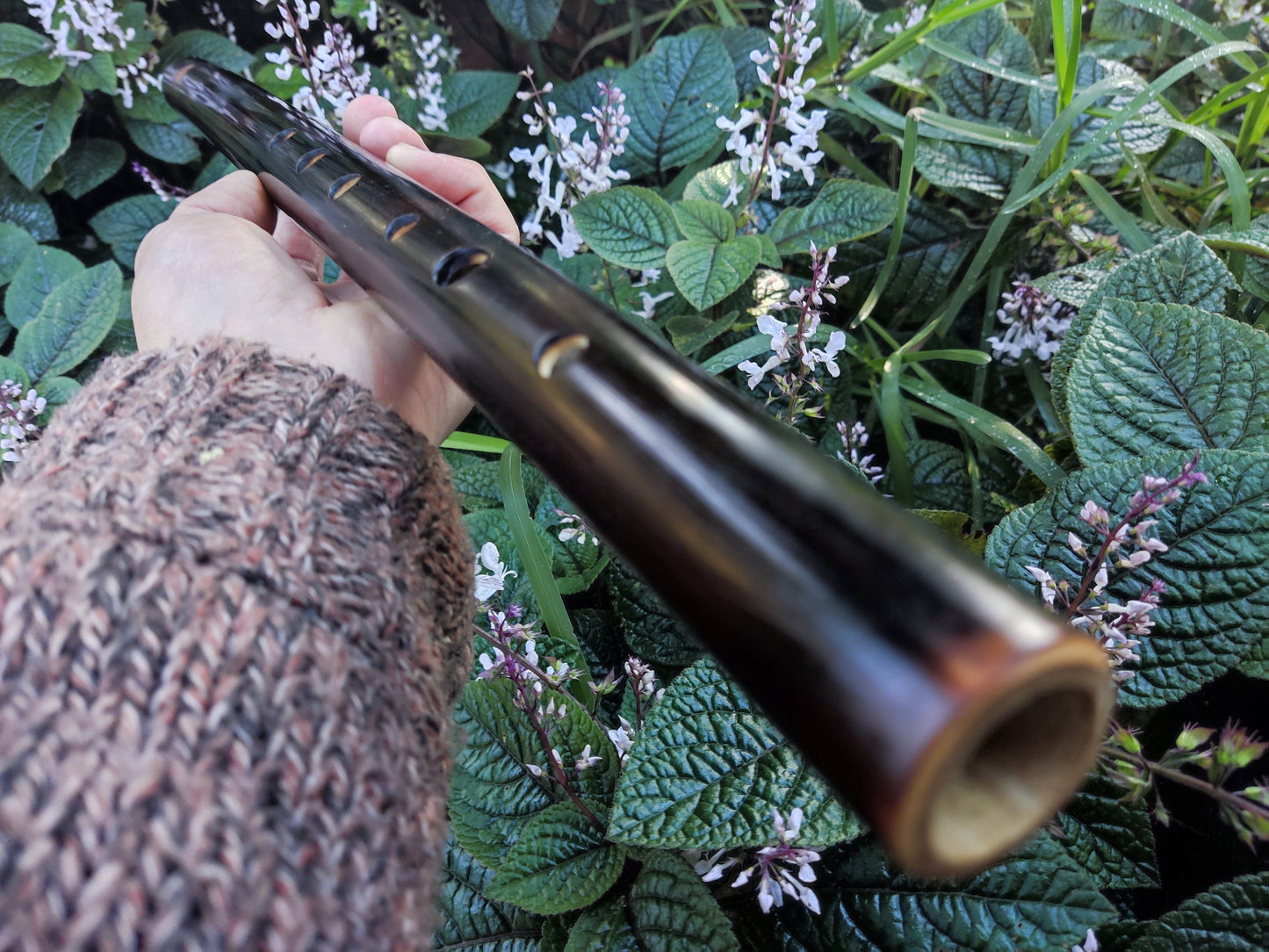 E Major Flute. Bamboo Transverse flute tuned in E major. Concert tuned. A = 440 Hz. Bansuri. Dark color