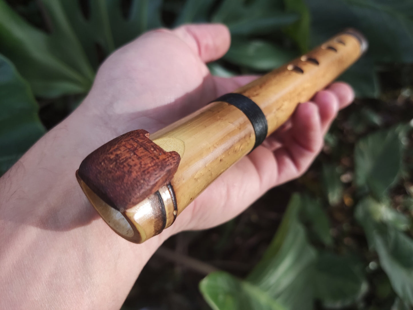 Rustic Native American Style Fipple flute tuned to D major pentatonic. Pocket bamboo Flute. Culture Fusion flute. Handmade.e flute.
