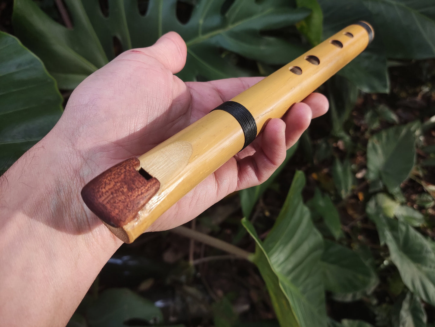 Rustic Native American Style Fipple flute tuned to D major pentatonic. Pocket bamboo Flute. Culture Fusion flute. Handmade.e flute.