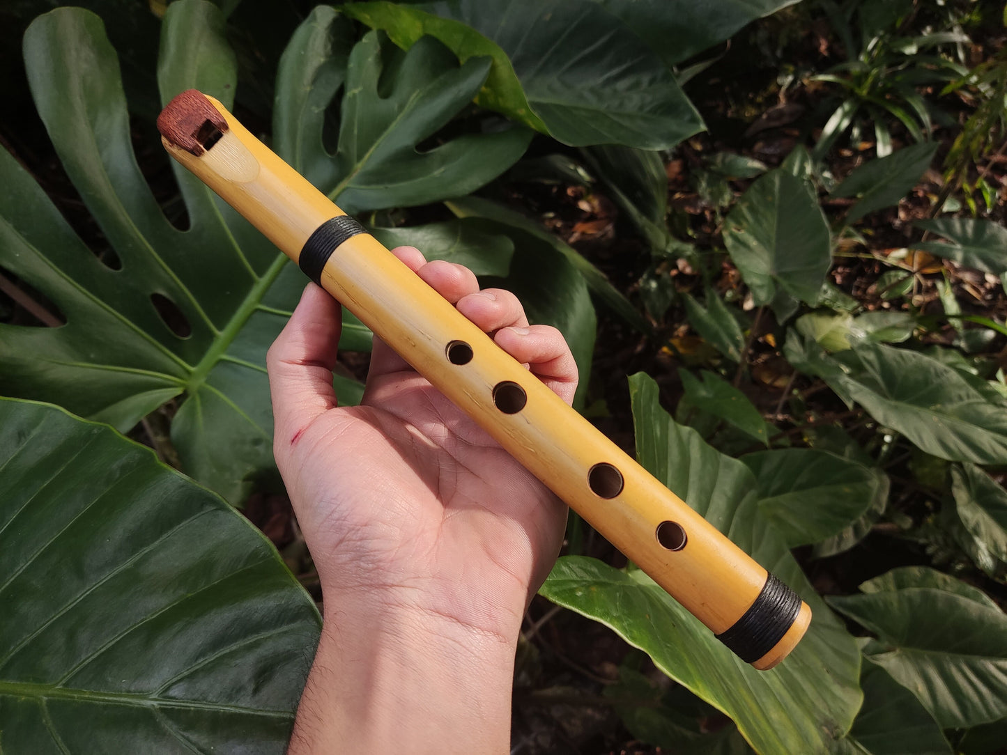 Rustic Native American Style Fipple flute tuned to D major pentatonic. Pocket bamboo Flute. Culture Fusion flute. Handmade.e flute.